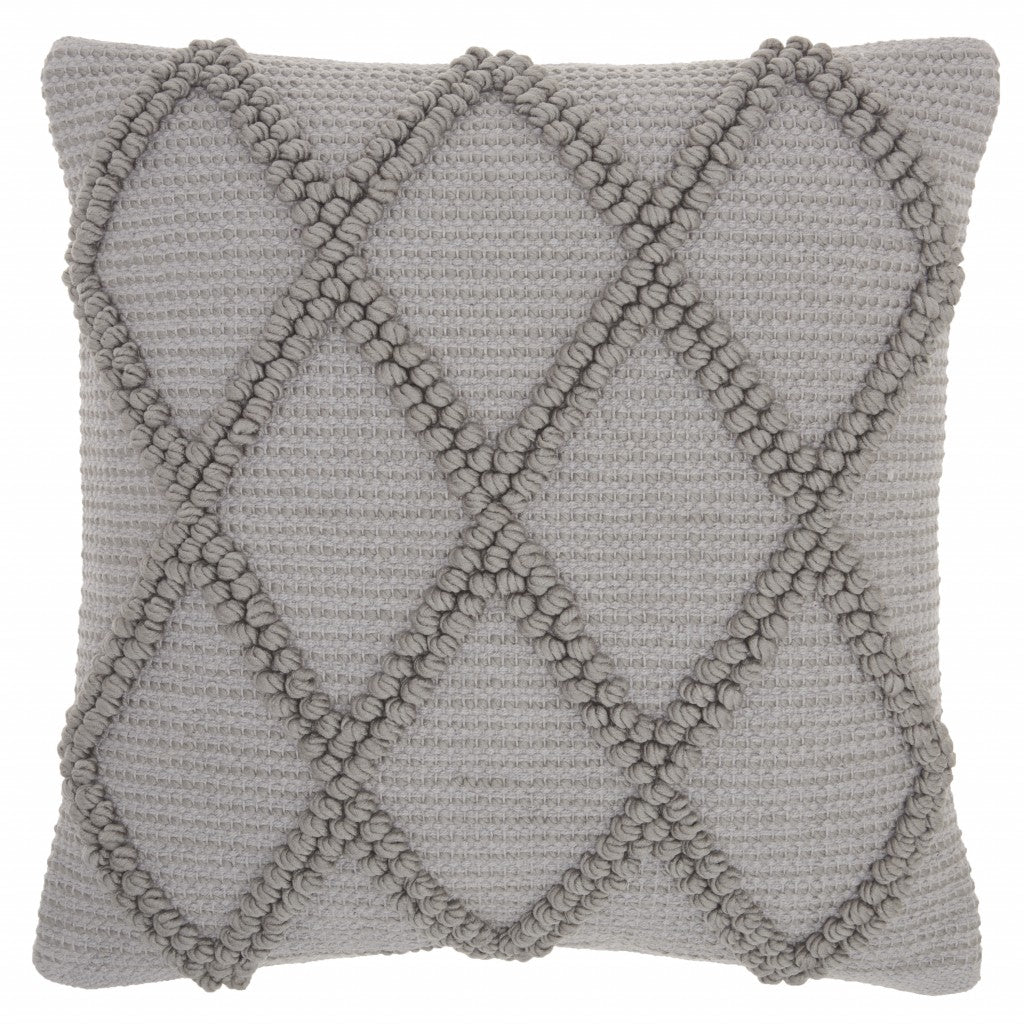 Light Gray Textured Lattice Throw Pillow-1