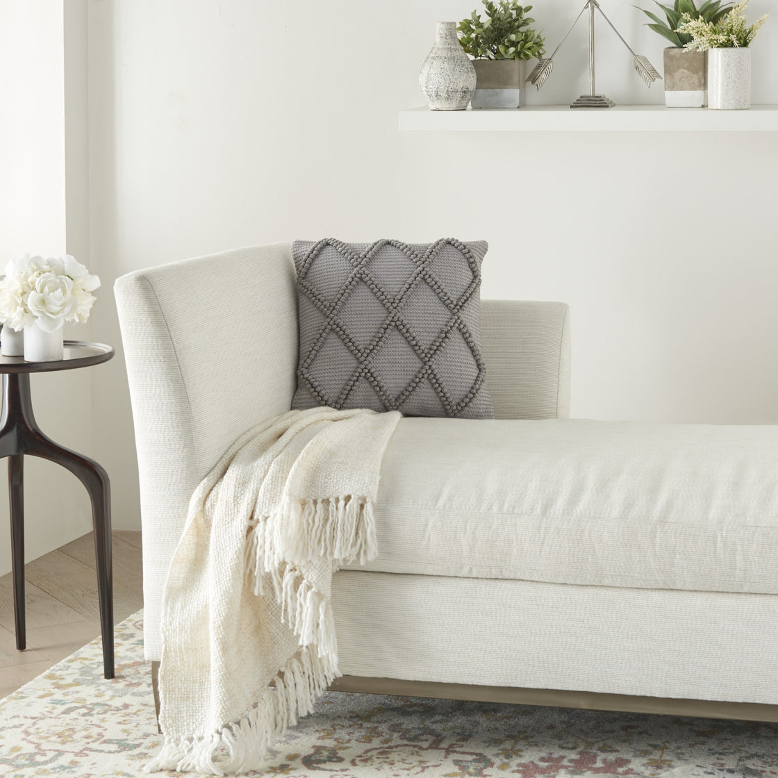 Light Gray Textured Lattice Throw Pillow-4