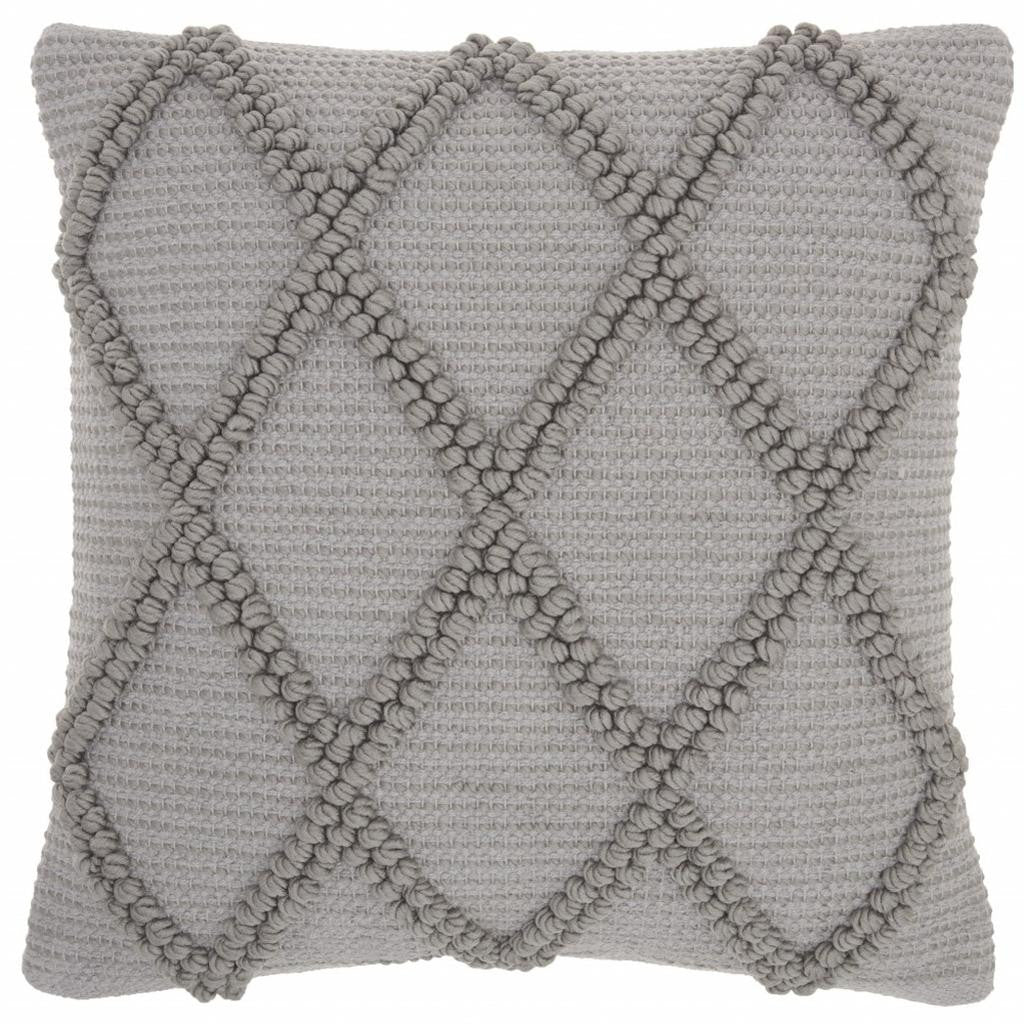 Light Gray Textured Lattice Throw Pillow-3