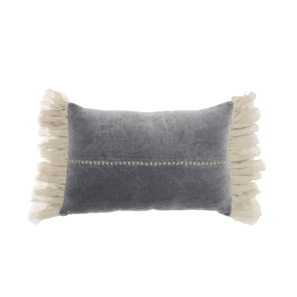 14" X 22" Steel Blue Pillow With Tassels Edges-1