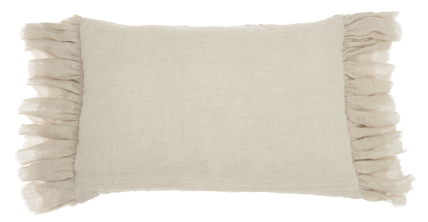 14" X 22" Steel Blue Pillow With Tassels Edges-2