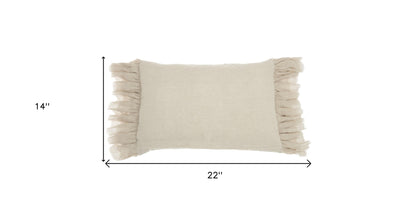14" X 22" Steel Blue Pillow With Tassels Edges-8