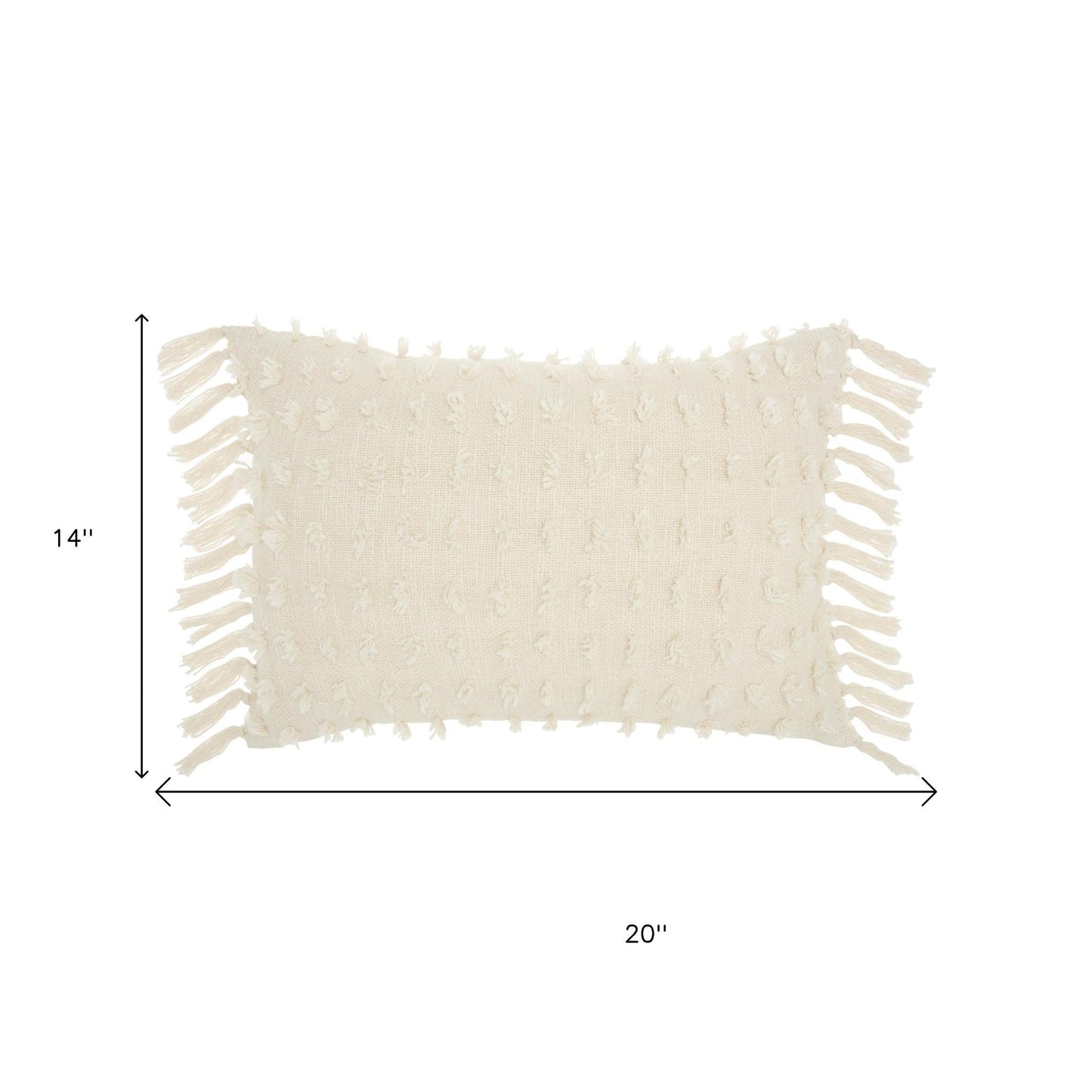 14" X 20" White Cotton Throw Pillow-6