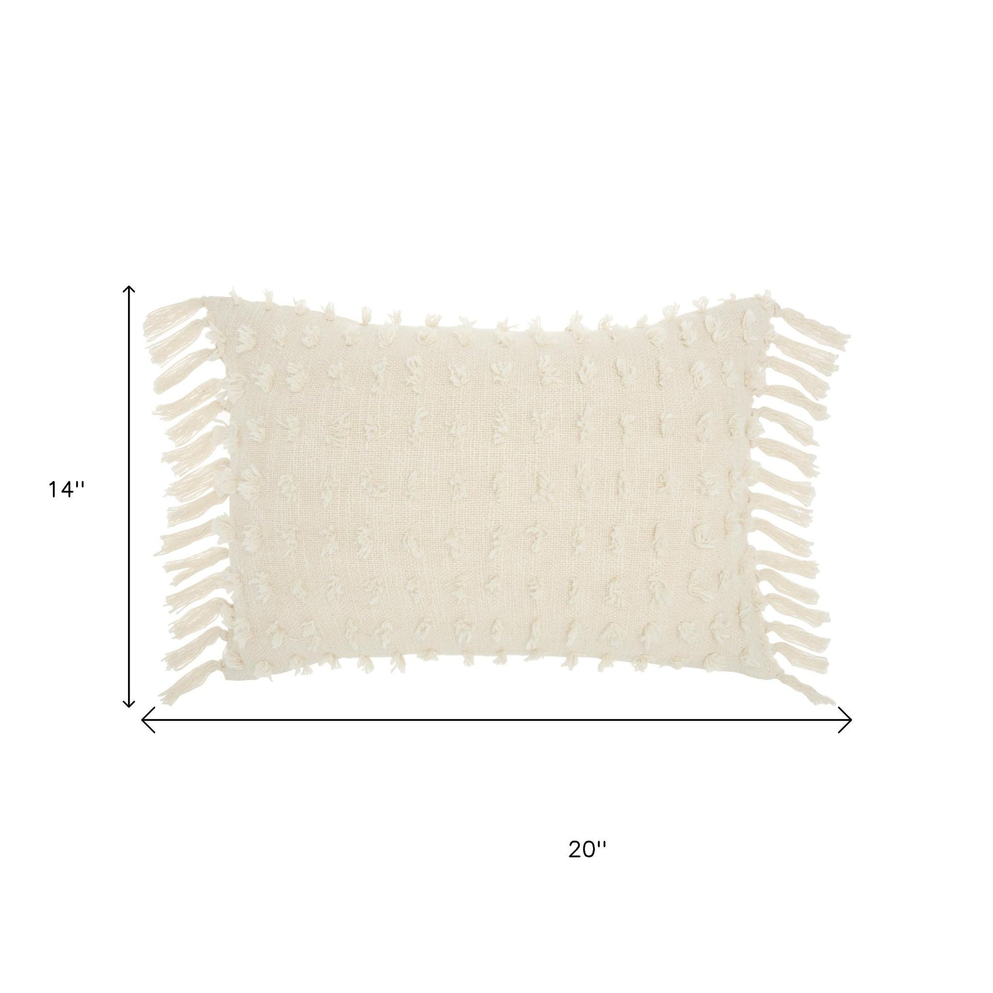 14" X 20" White Cotton Throw Pillow-6