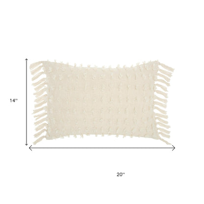 14" X 20" White Cotton Throw Pillow-6