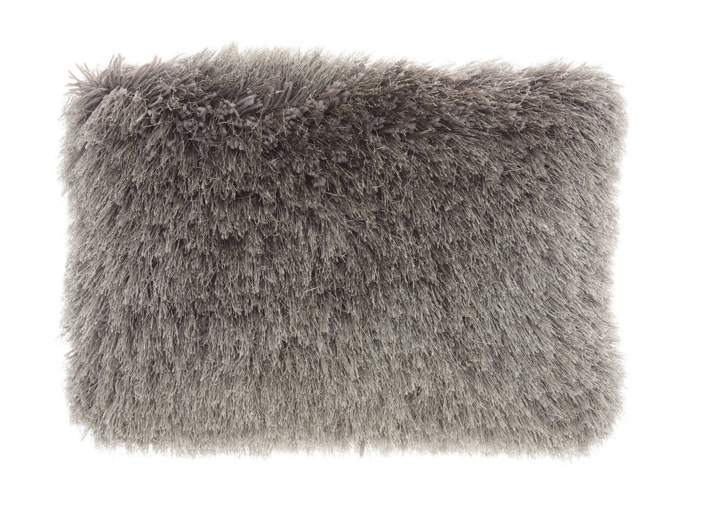 14" X 20" Slate Gray Faux Fur Throw Pillow-1