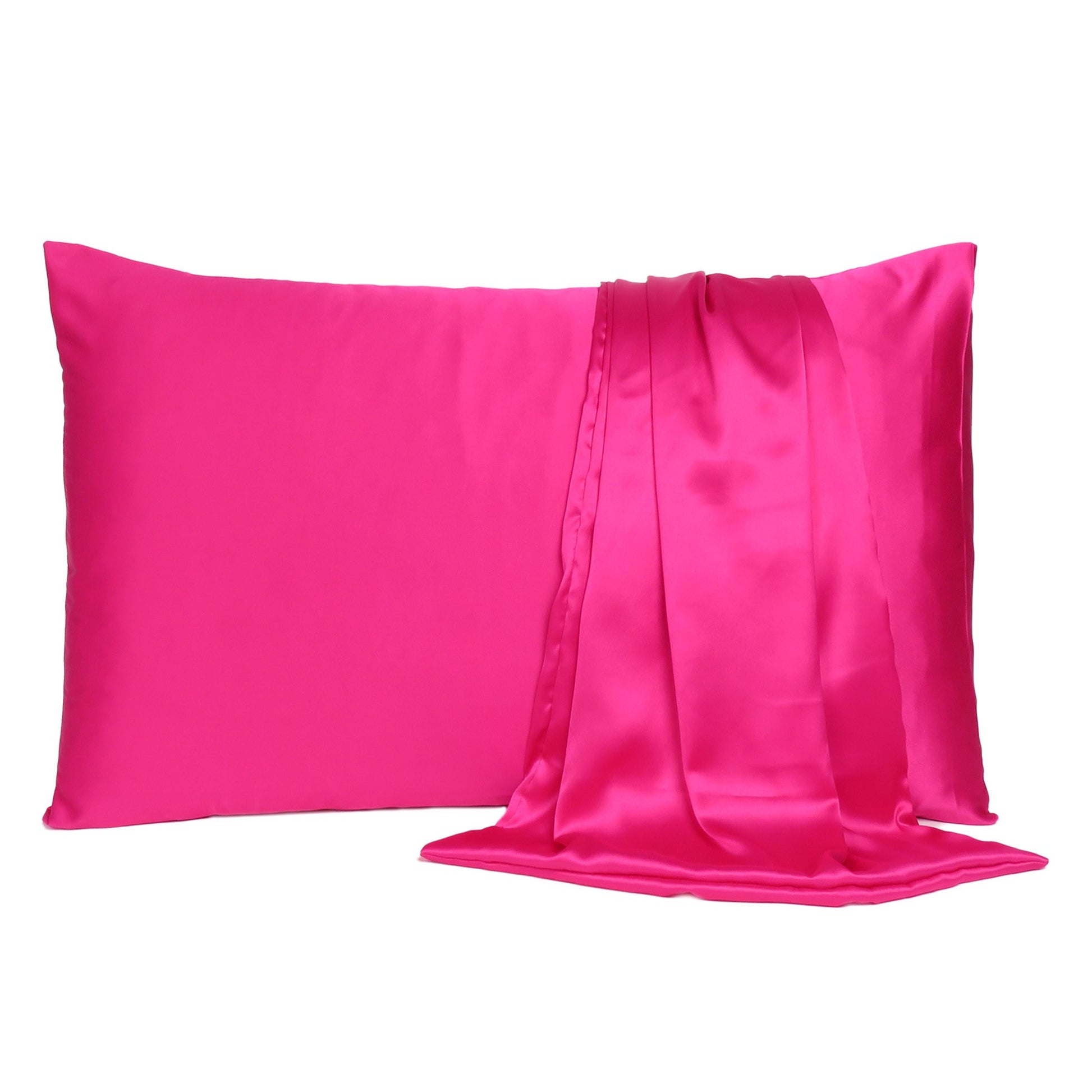 Fuchsia Dreamy Set Of 2 Silky Satin King Pillowcases-0