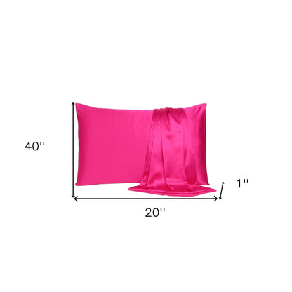 Fuchsia Dreamy Set Of 2 Silky Satin King Pillowcases-7