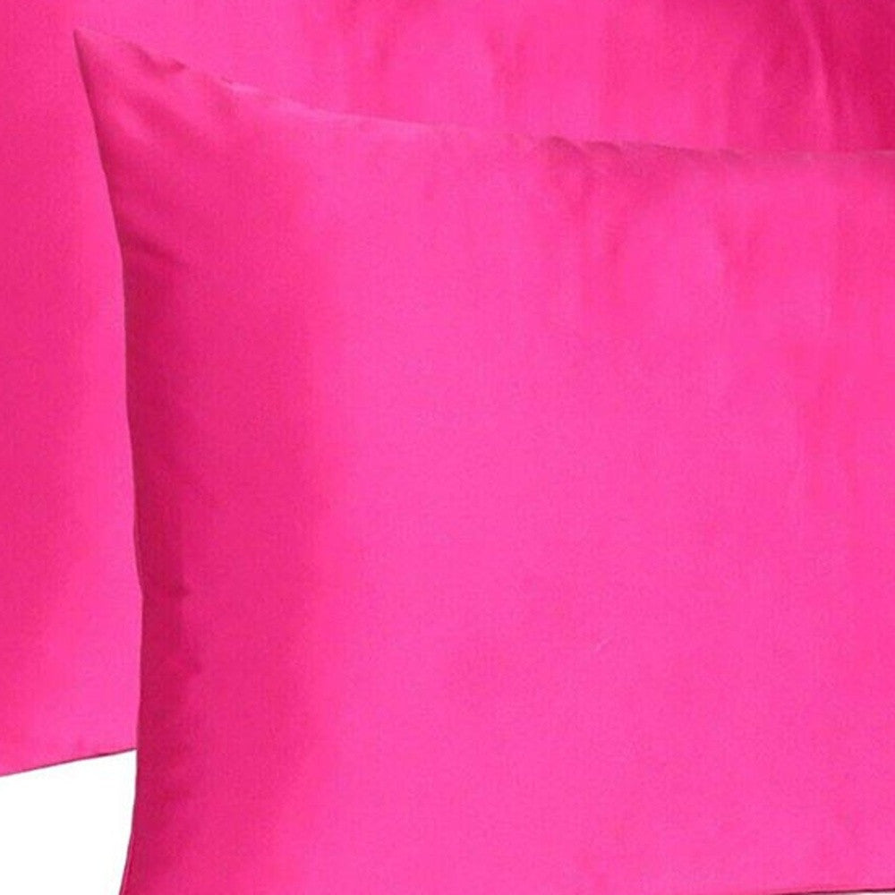 Fuchsia Dreamy Set Of 2 Silky Satin King Pillowcases-5