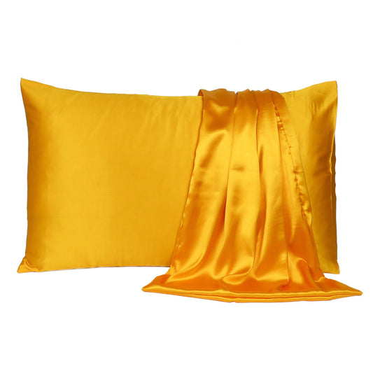 Goldenrod Dreamy Set Of 2 Silky Satin King Pillowcases-0