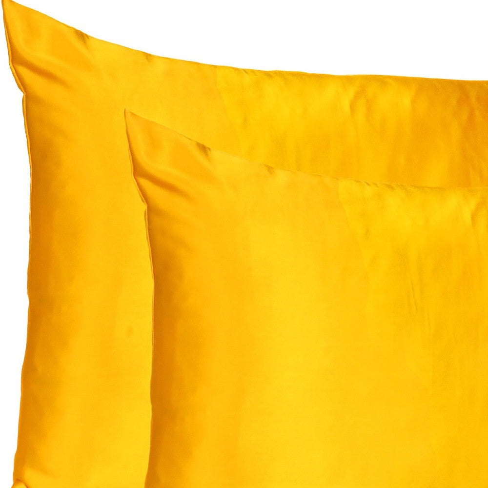 Goldenrod Dreamy Set Of 2 Silky Satin King Pillowcases-5