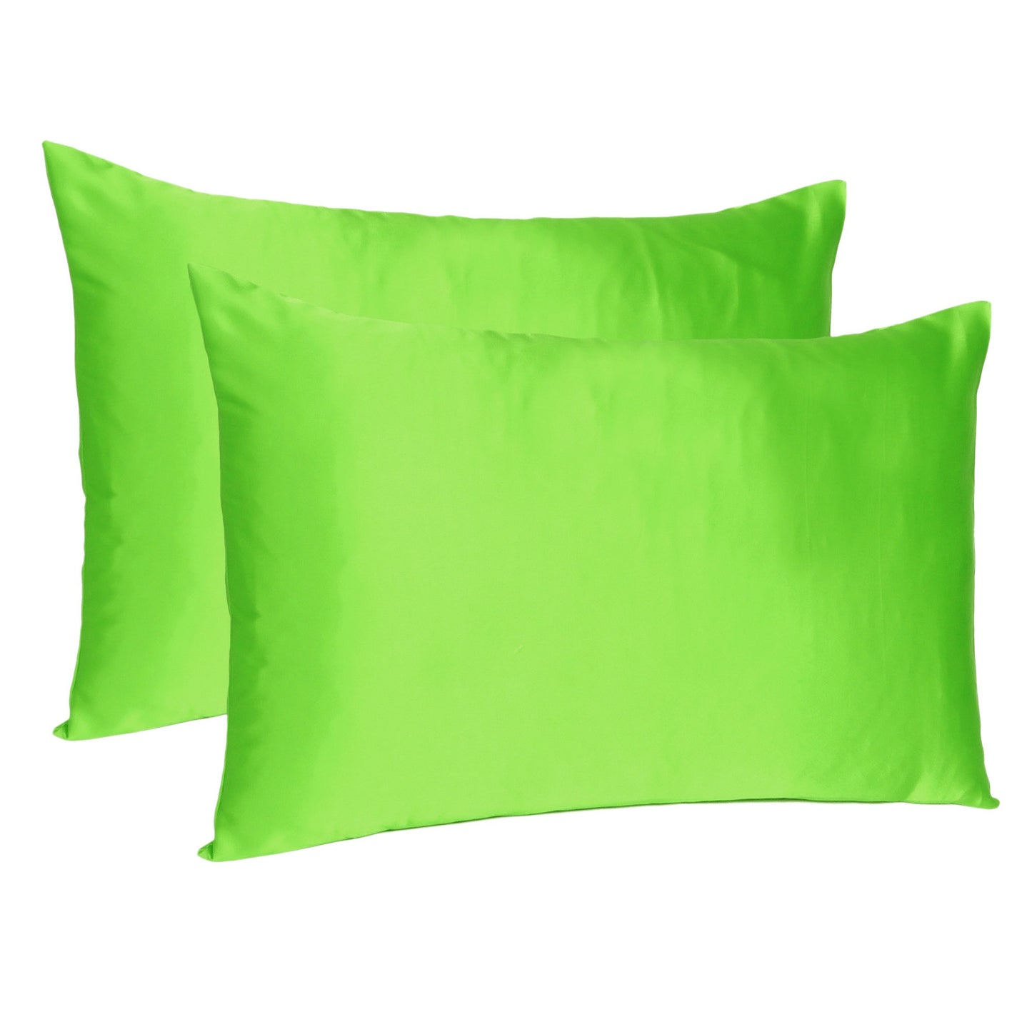 Bright Green Dreamy Set Of 2 Silky Satin Queen Pillowcases-2