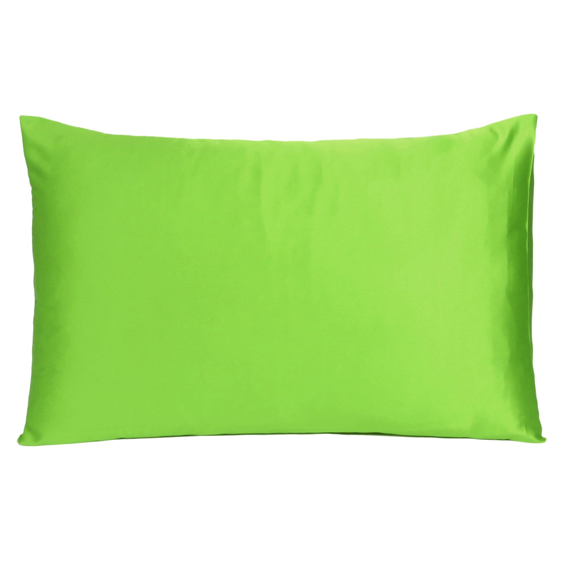 Bright Green Dreamy Set Of 2 Silky Satin Queen Pillowcases-0