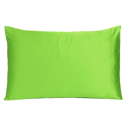 Bright Green Dreamy Set Of 2 Silky Satin Queen Pillowcases-0