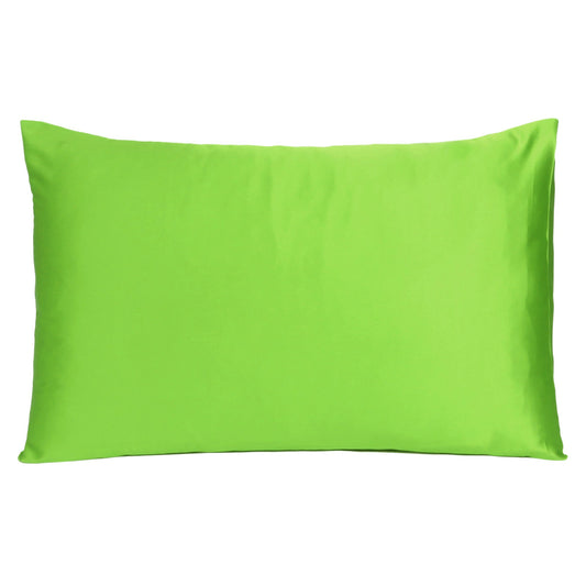 Bright Green Dreamy Set Of 2 Silky Satin Queen Pillowcases-0