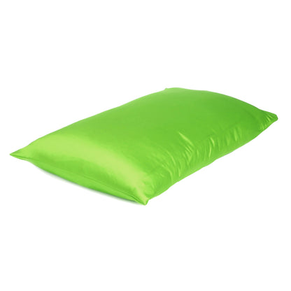 Bright Green Dreamy Set Of 2 Silky Satin Queen Pillowcases-1