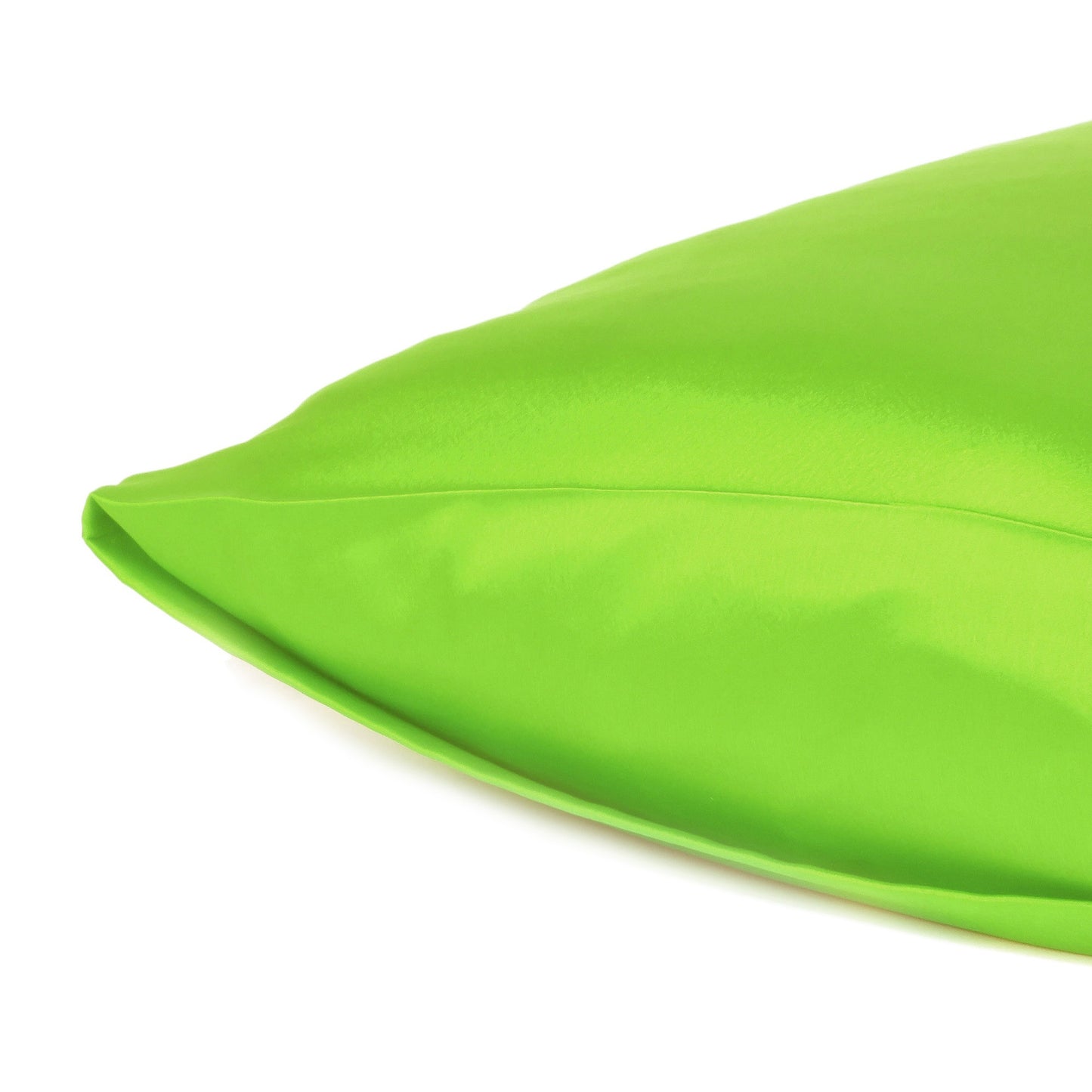 Bright Green Dreamy Set Of 2 Silky Satin Queen Pillowcases-4
