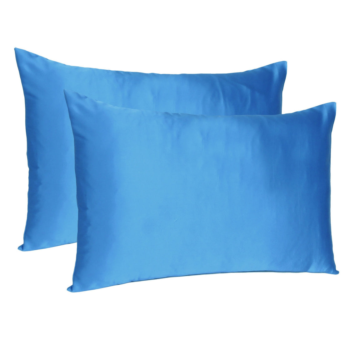 Bright Blue Dreamy Set Of 2 Silky Satin Queen Pillowcases-3