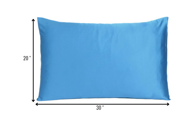 Bright Blue Dreamy Set Of 2 Silky Satin Queen Pillowcases-7
