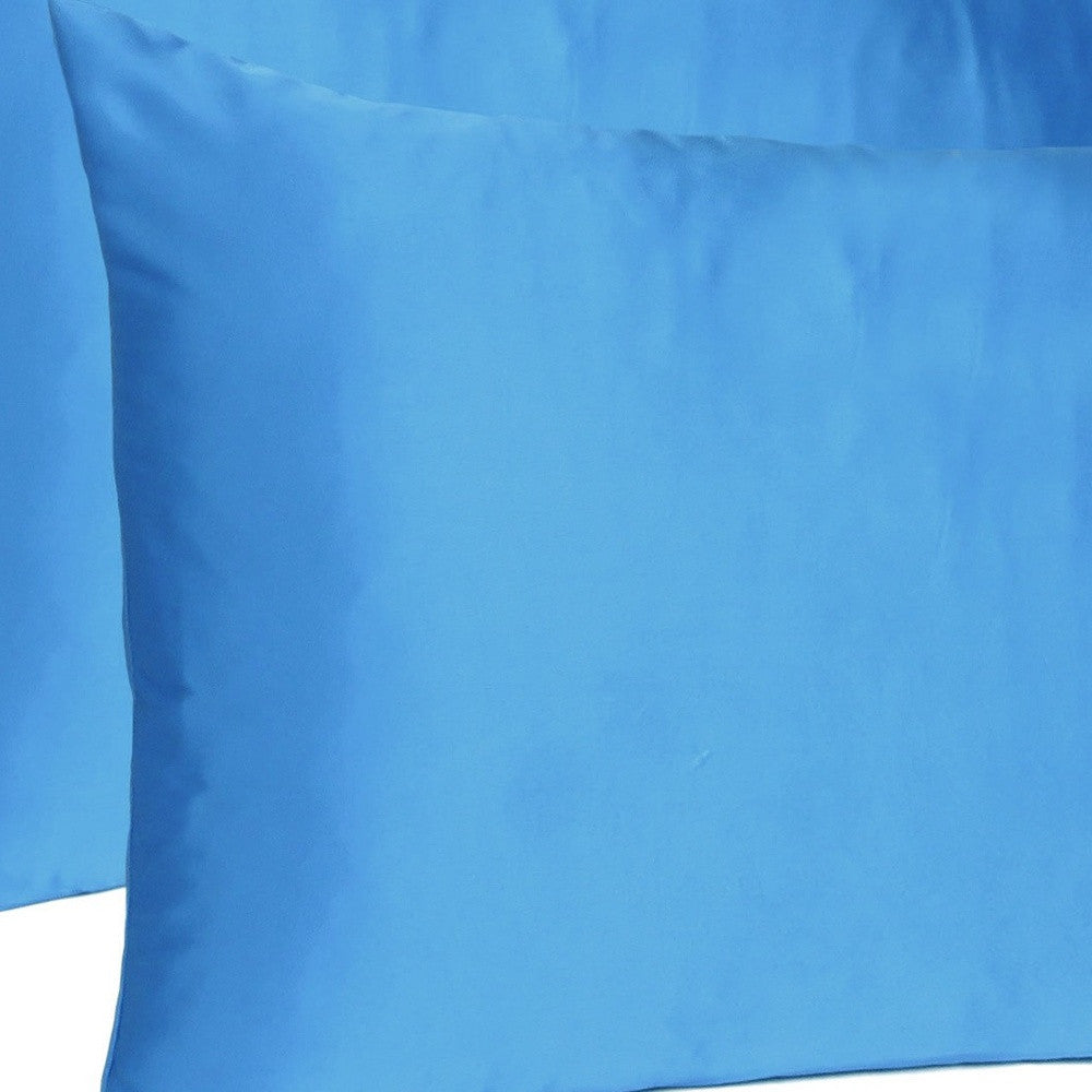 Bright Blue Dreamy Set Of 2 Silky Satin Queen Pillowcases-5