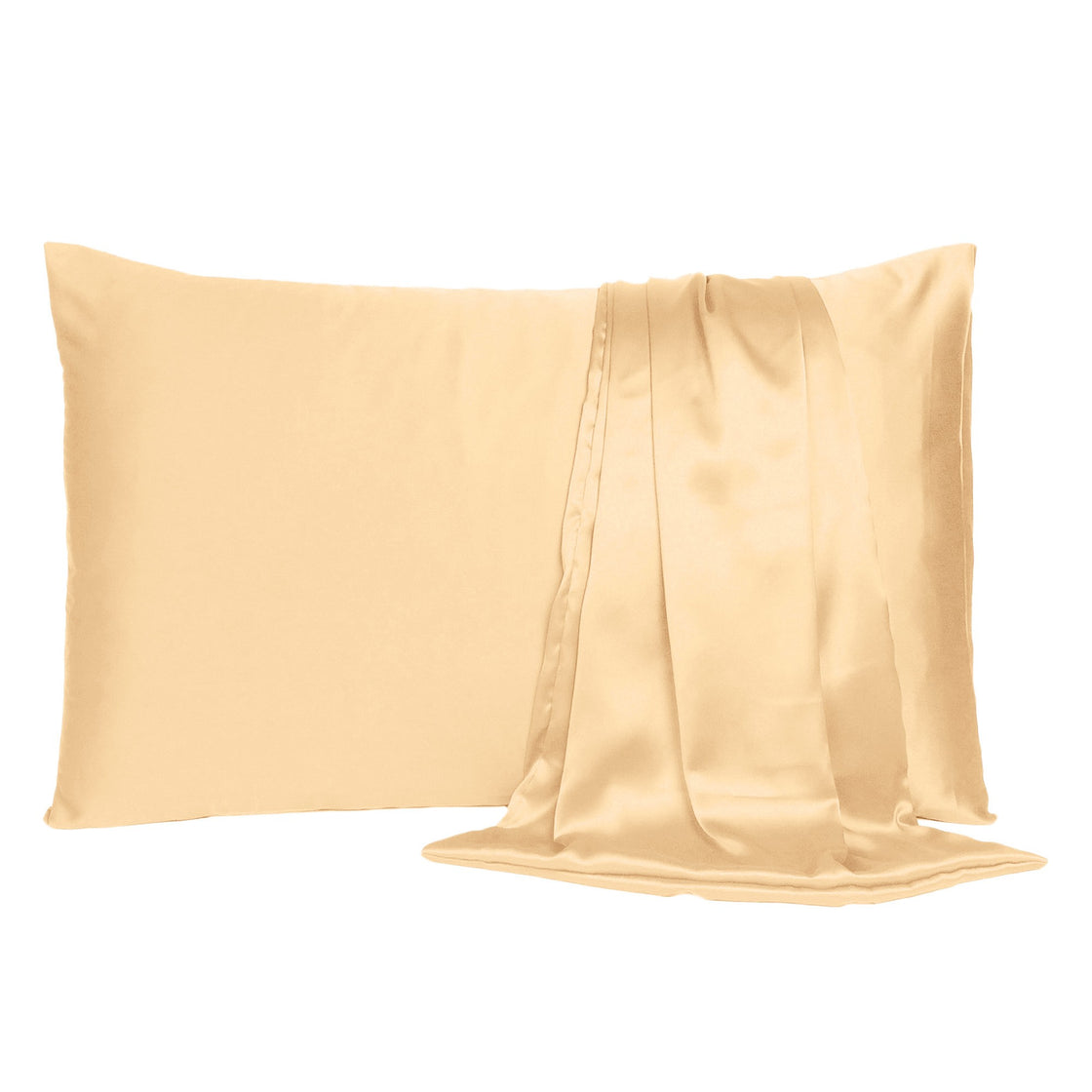 Pale Peach Dreamy Set Of 2 Silky Satin Queen Pillowcases-0