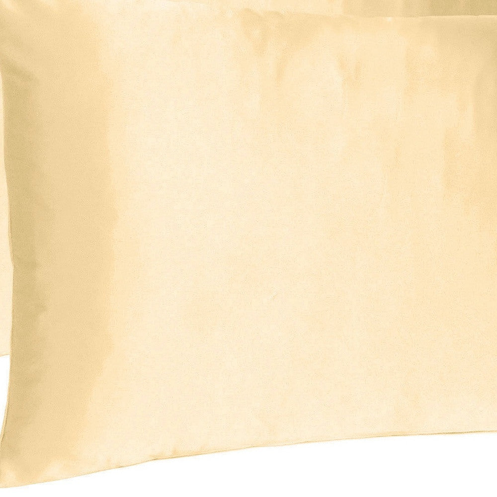 Pale Peach Dreamy Set Of 2 Silky Satin Queen Pillowcases-5