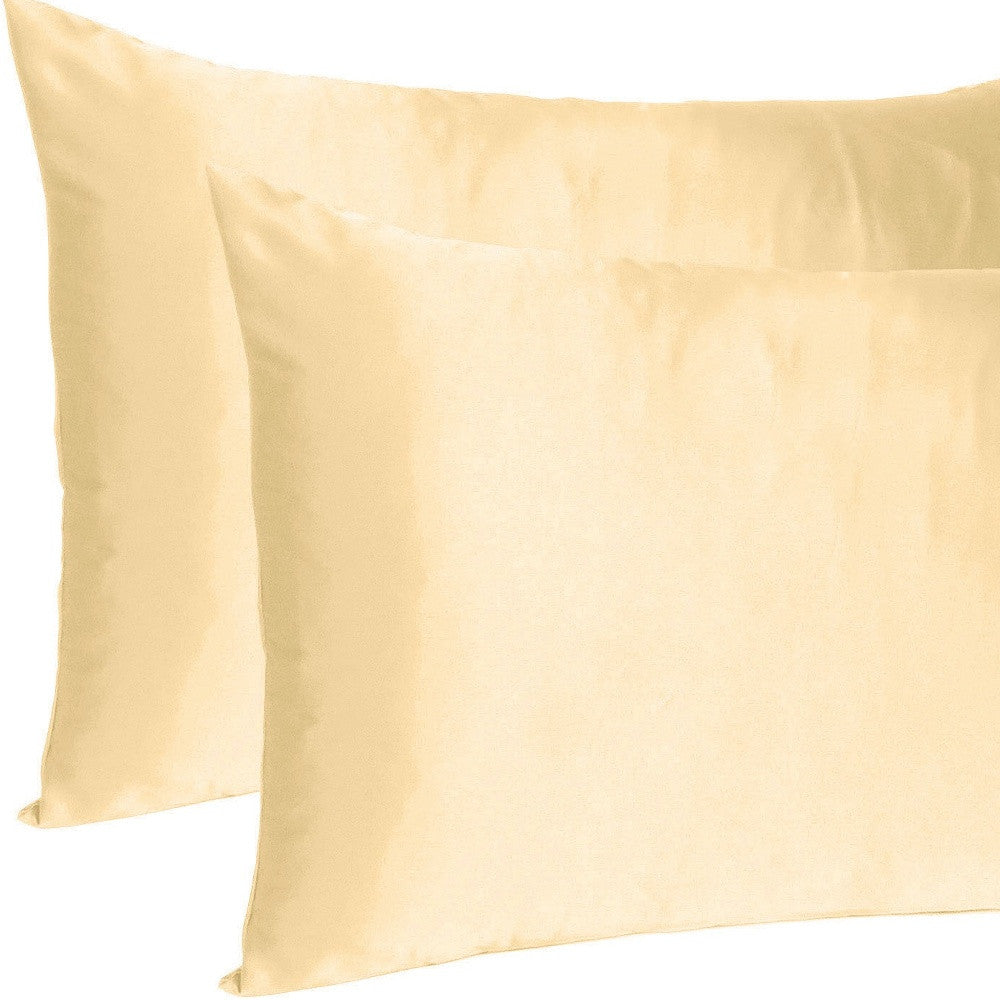 Pale Peach Dreamy Set Of 2 Silky Satin Queen Pillowcases-6