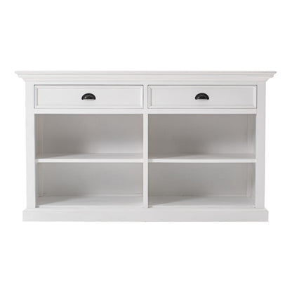 57" White Wood Two Drawer Buffet Table-1