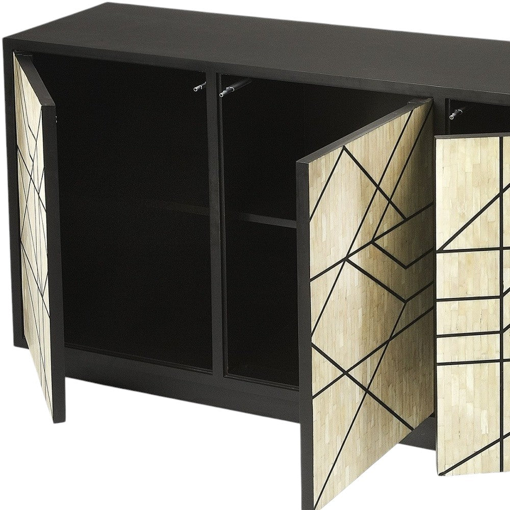 59" Natural and Black Sideboard with Three Doors-4