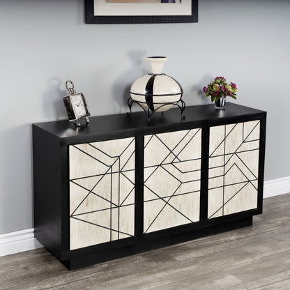 59" Natural and Black Sideboard with Three Doors-6