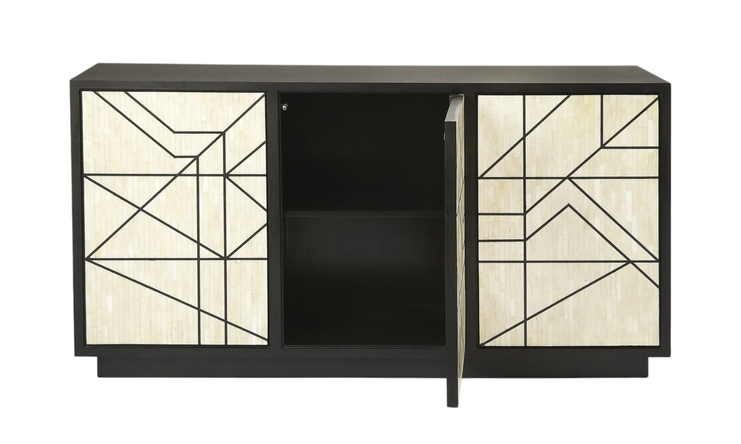 59" Natural and Black Sideboard with Three Doors-0