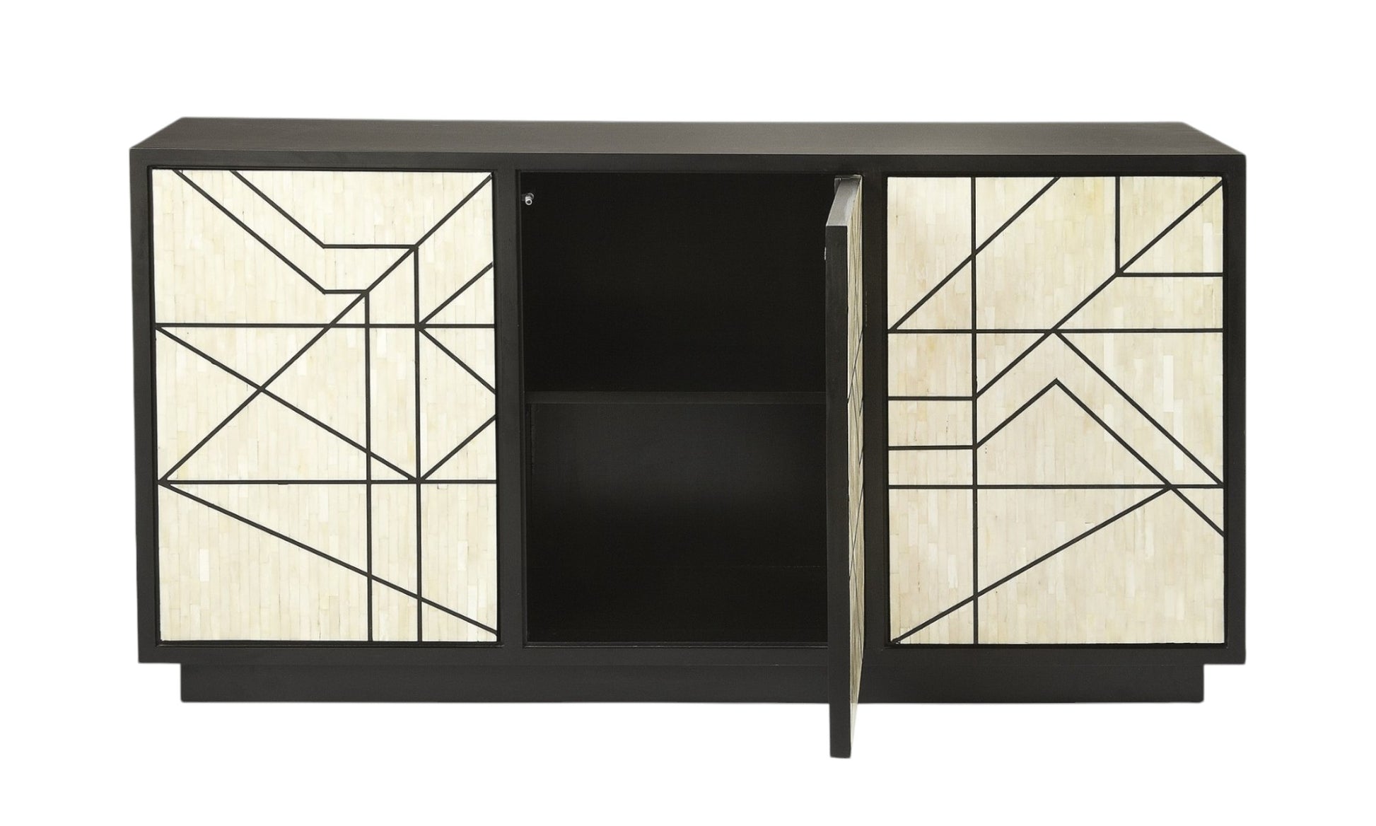 59" Natural and Black Sideboard with Three Doors-0