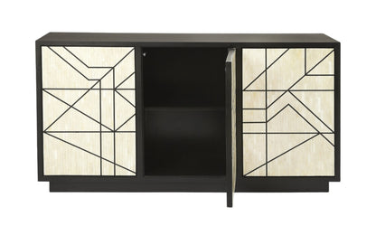 59" Natural and Black Sideboard with Three Doors-0