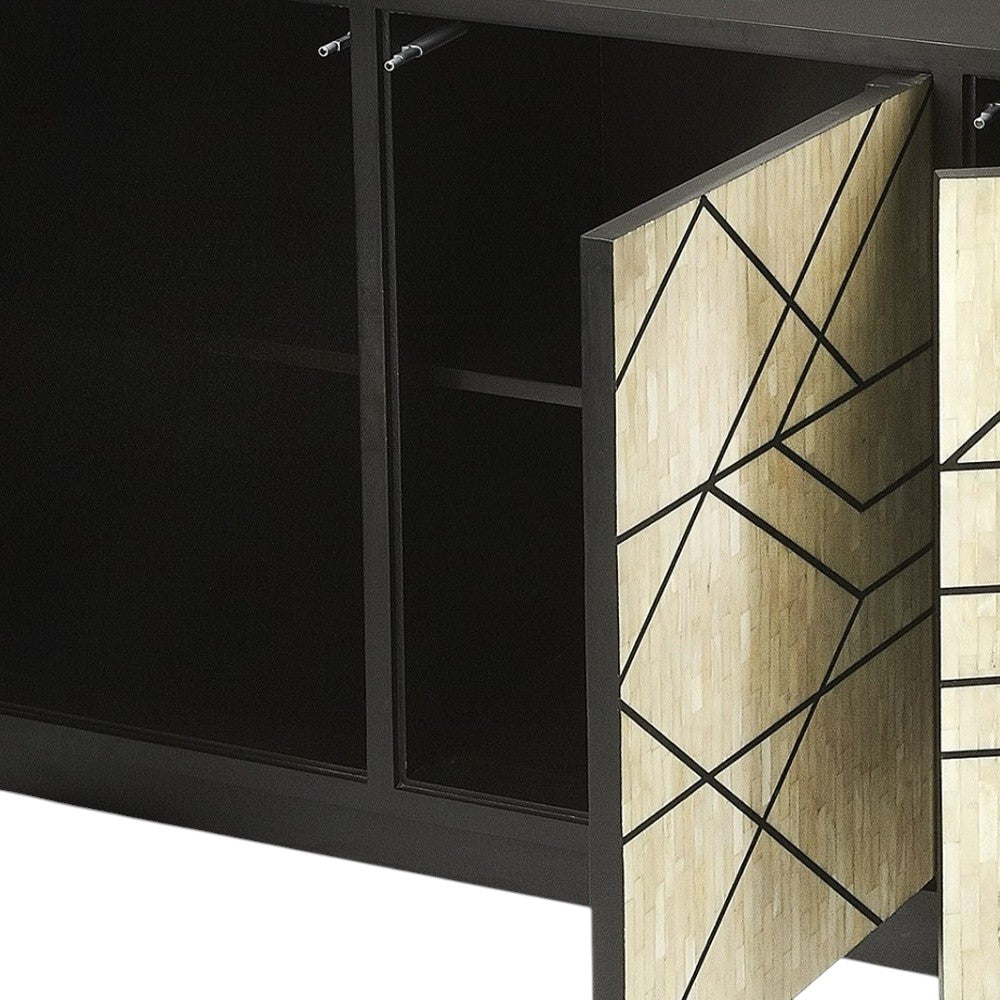 59" Natural and Black Sideboard with Three Doors-5