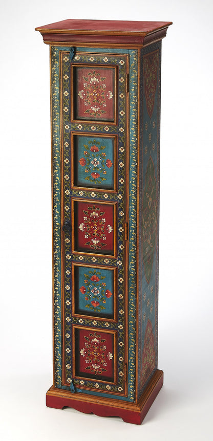 60" Red Blue and Gold Hand Painted Accent Cabinet-5