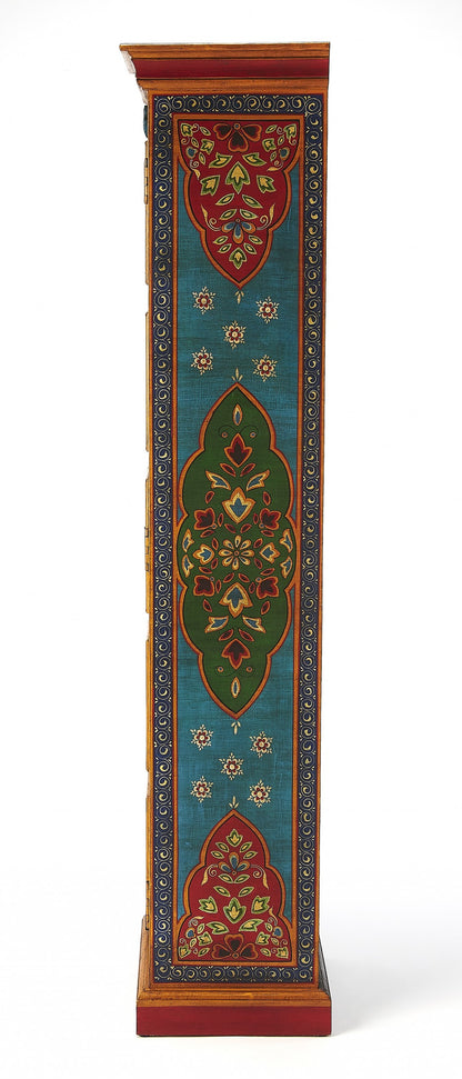 60" Red Blue and Gold Hand Painted Accent Cabinet-4