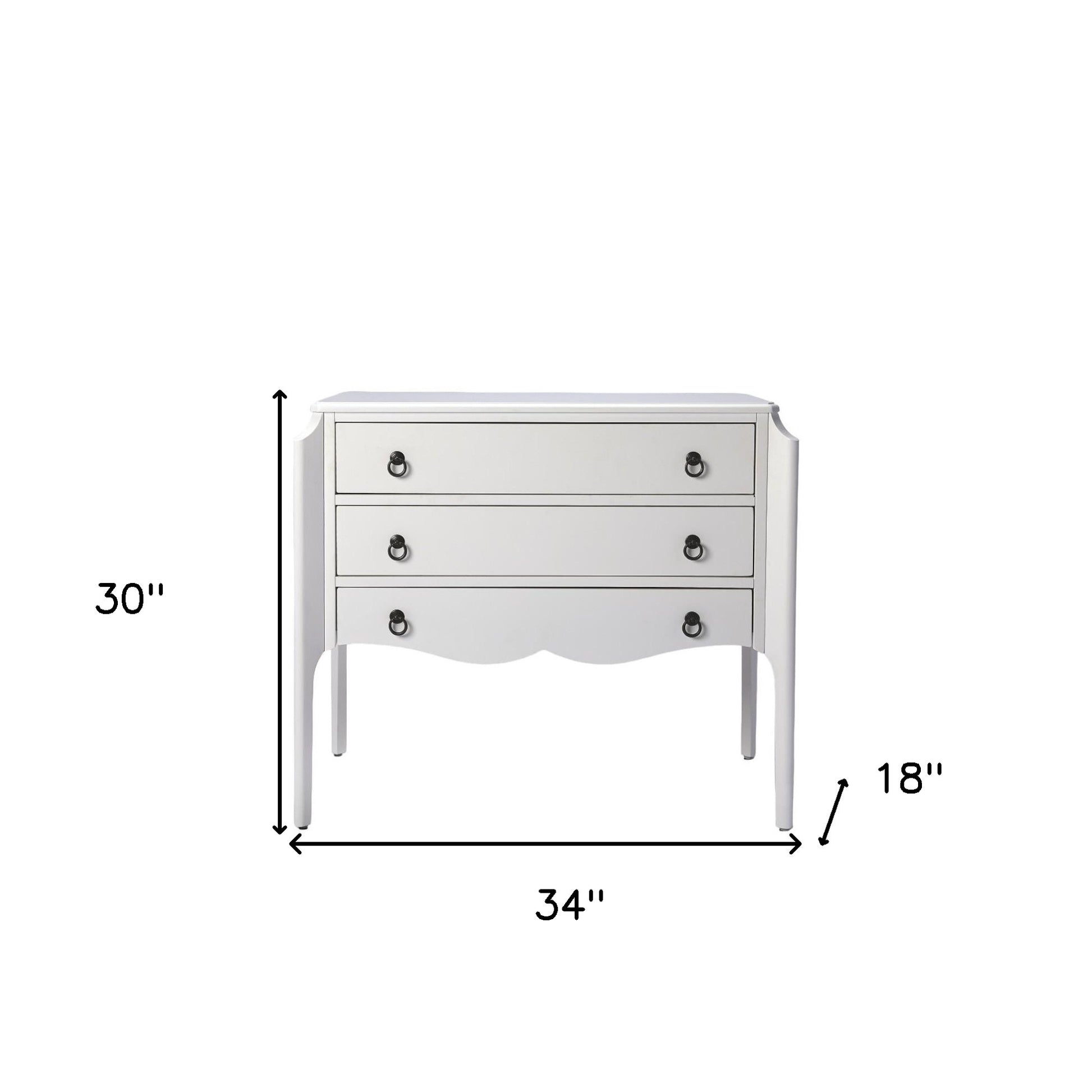 34" White Solid and Manufactured Wood Three Drawer Standard Chest-4