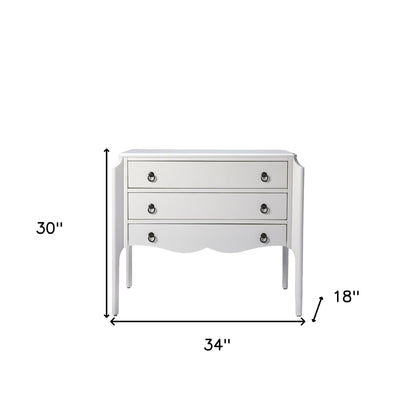 34" White Solid and Manufactured Wood Three Drawer Standard Chest-4