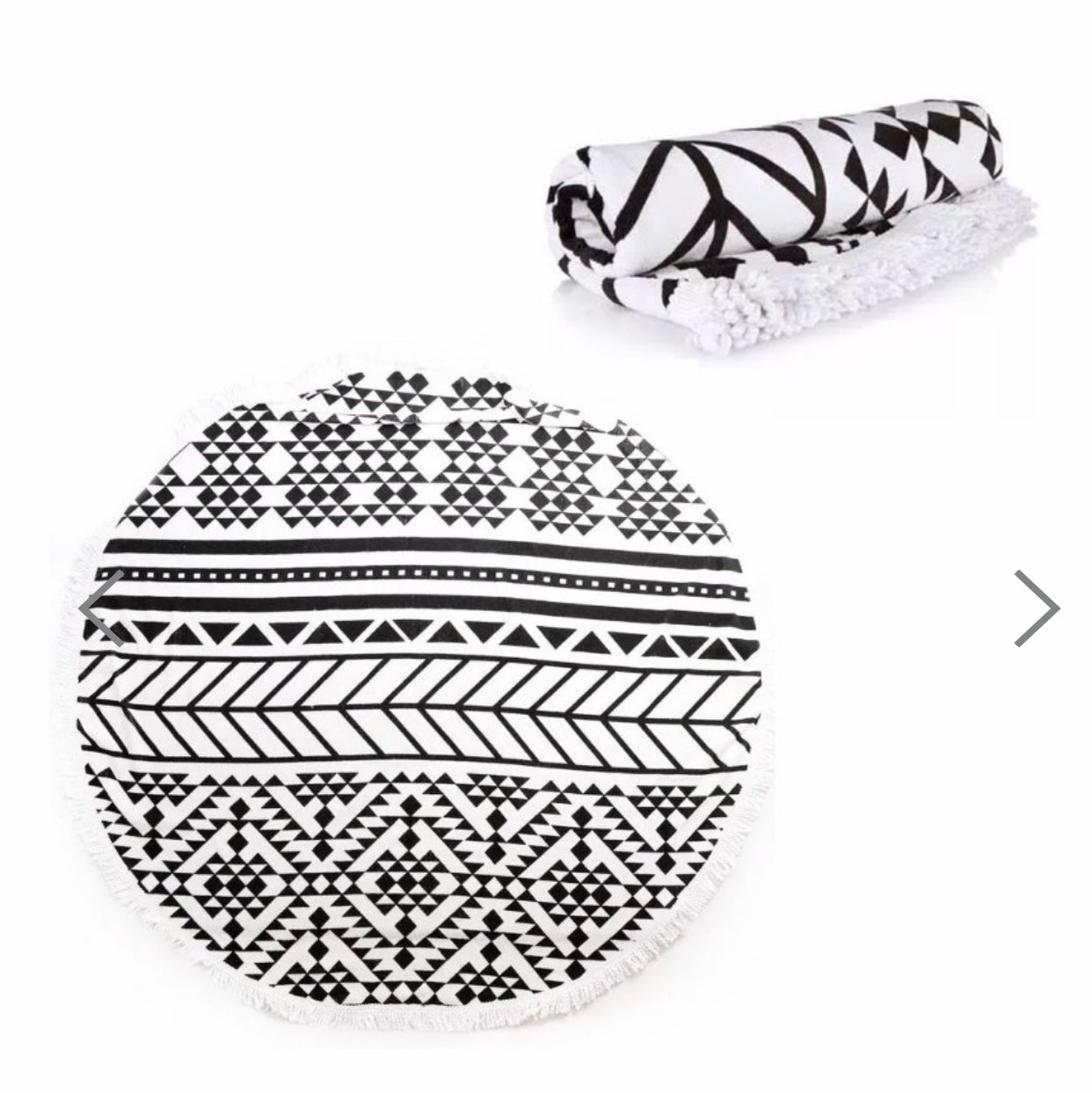 Black Round Beach Towel-3