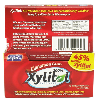 Epic Dental Xylitol Gum Cinn (12x12 CT)-1