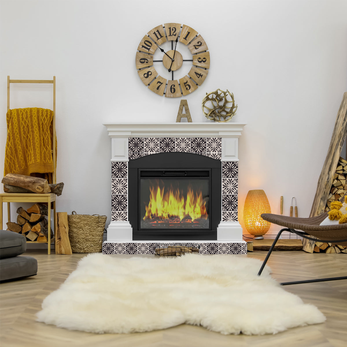 8" X 8" Cinnamon Swirl Peel And Stick Removable Tiles-5