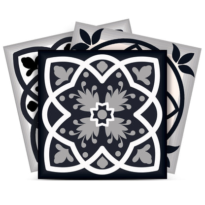 5" X 5" Black White And Tan Peel And Stick Removable Tiles-3