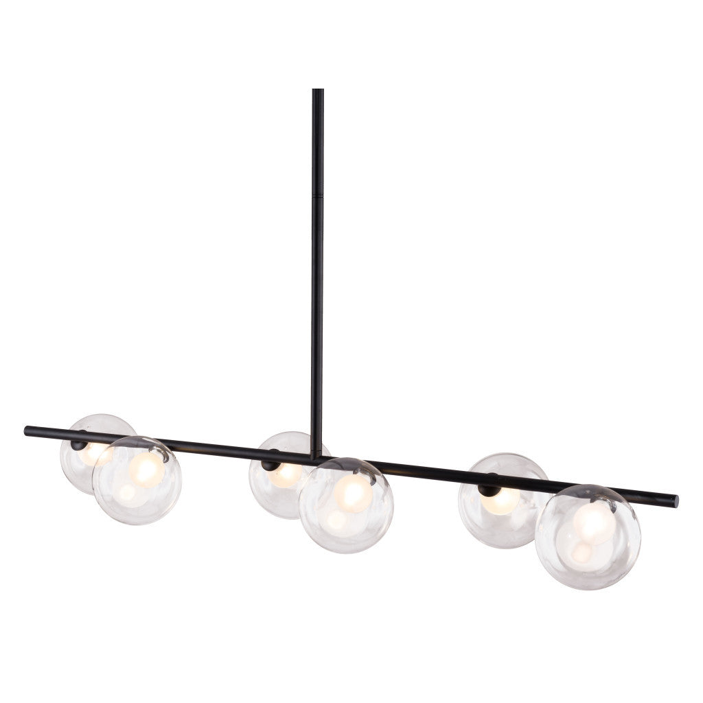 Black Kitchen Island Six Light Metal Ceiling Light-1