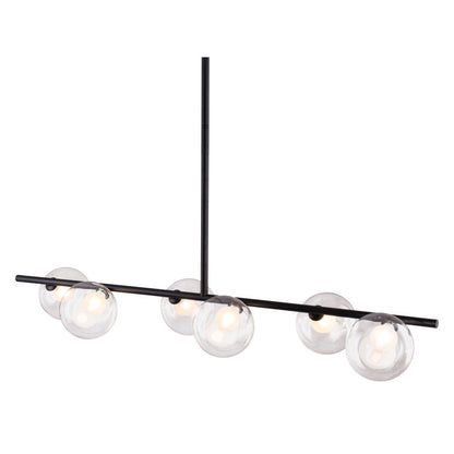 Black Kitchen Island Six Light Metal Ceiling Light-1