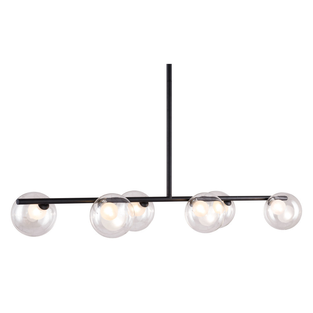 Black Kitchen Island Six Light Metal Ceiling Light-3
