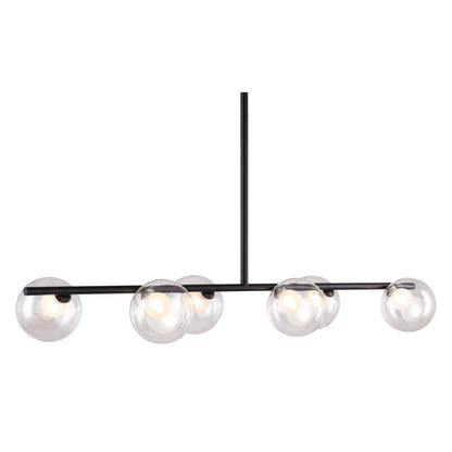Black Kitchen Island Six Light Metal Ceiling Light-3