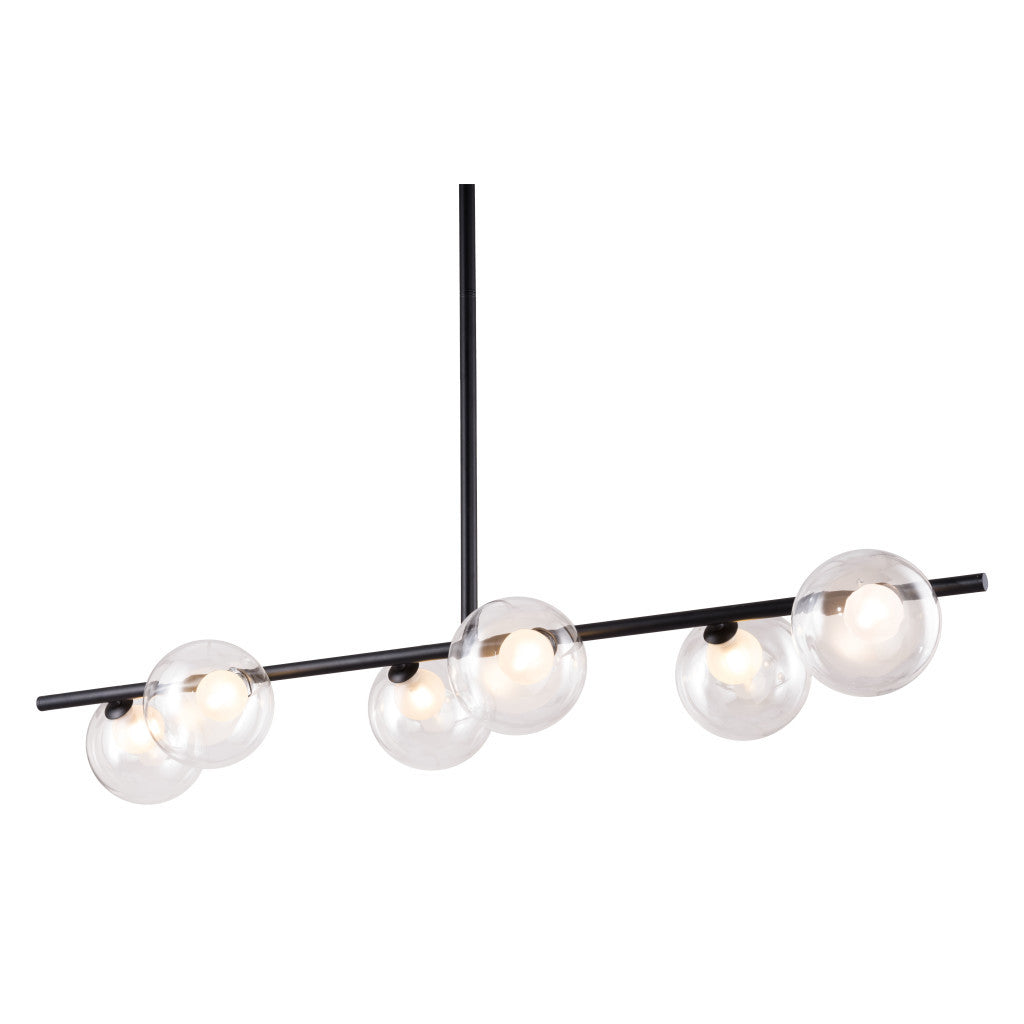 Black Kitchen Island Six Light Metal Ceiling Light-4