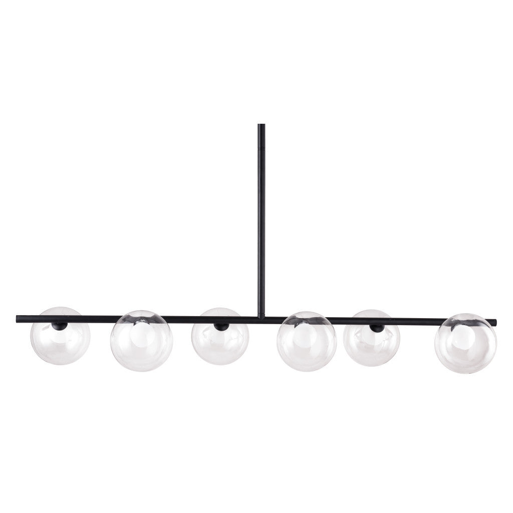 Black Kitchen Island Six Light Metal Ceiling Light-5
