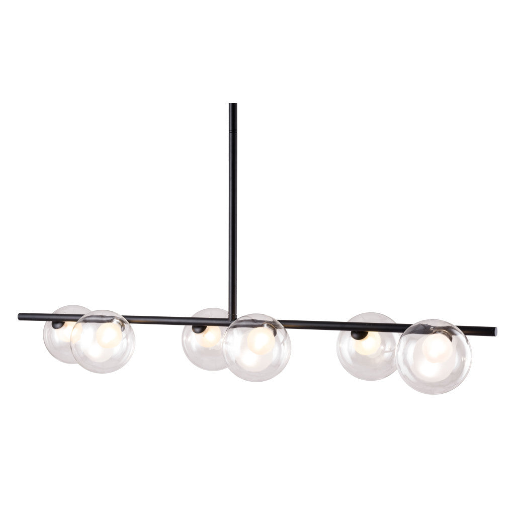 Black Kitchen Island Six Light Metal Ceiling Light-7