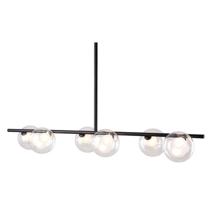 Black Kitchen Island Six Light Metal Ceiling Light-7
